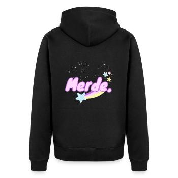 Damn. - Unisex Premium Organic Zip Hoodie - black - Back - Nico (187cm)