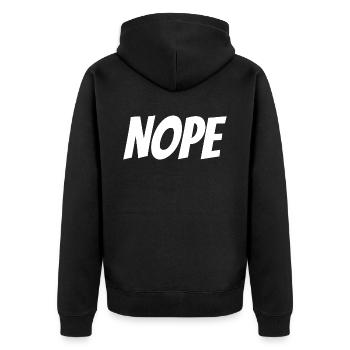 Nope - Unisex Premium Bio Zip Hoodie - Schwarz - Hinten - Nico (187cm)