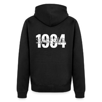 Limited Edition 1984 - Unisex Premium Organic Zip Hoodie - black - Back - Nico (187cm)