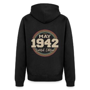 Mai 1942 Vintage Nées En Mai 1942 Anniversaire - Veste à capuche bio Premium Unisexe - noir - Dos - Nico (187cm)