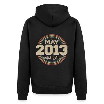 Mai 2013 Vintage Nées En Mai 2013 Anniversaire - Veste à capuche bio Premium Unisexe - noir - Dos - Nico (187cm)