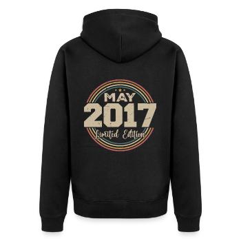 Mai 2017 Vintage Nées En Mai 2017 Anniversaire - Veste à capuche bio Premium Unisexe - noir - Dos - Nico (187cm)