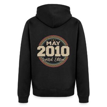 May 2010 Vintage Born In May 2010 Anniversary - Unisex Premium Organic Zip Hoodie - black - Back - Nico (187cm)