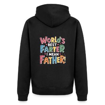 World's bestfather i mean Father! - Unisex Premium Organic Zip Hoodie - black - Back - Nico (187cm)
