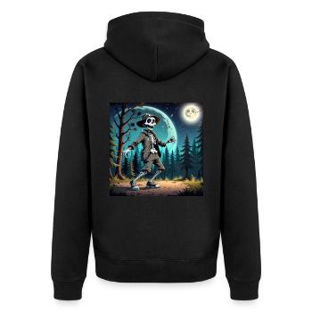 Mysterious Skeleton in Hat and Jacket - Unisex Premium Organic Zip Hoodie - black - Back - Nico (187cm)