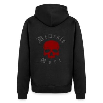 Totenkopf - Memento Mori - Unisex Premium Bio Zip Hoodie - Schwarz - Hinten - Nico (187cm)