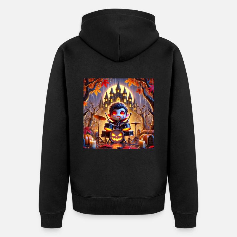 Vampire Batteur d'Halloween - Veste à capuche bio Premium Unisexe - noir