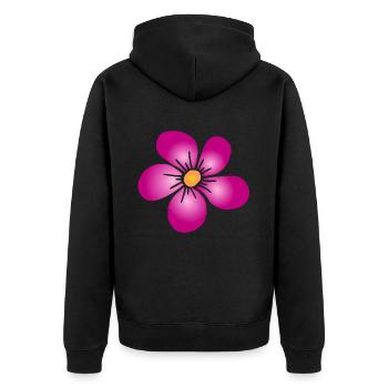 pinke Blume Blumenmuster Blumenranke Blüte blumig - Unisex Premium Bio Zip Hoodie - Schwarz - Hinten - Nico (187cm)