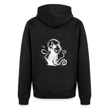 Technocat - Cool cat with headphones - Unisex Premium Organic Zip Hoodie - black - Back - Nico (187cm)