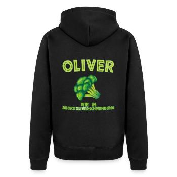 Oliver - Unisex Premium Bio Zip Hoodie - Schwarz - Hinten - Nico (187cm)