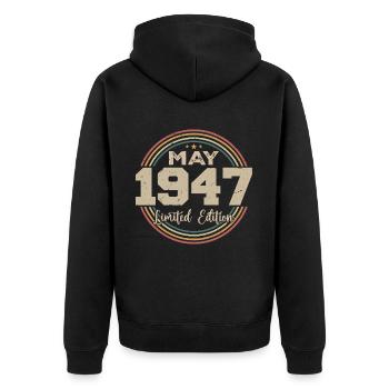 Mai 1947 Vintage Nées En Mai 1947 Anniversaire - Veste à capuche bio Premium Unisexe - noir - Dos - Nico (187cm)