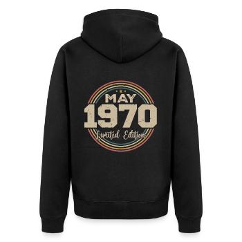 Mai 1970 Vintage Nées En Mai 1970 Anniversaire - Veste à capuche bio Premium Unisexe - noir - Dos - Nico (187cm)