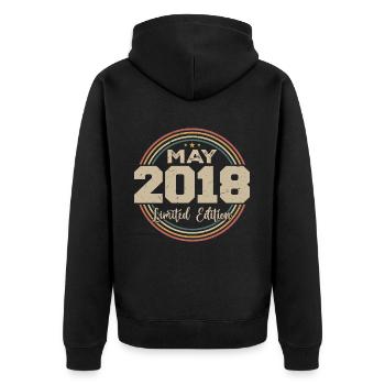 Mai 2018 Vintage Nées En Mai 2018 Anniversaire - Veste à capuche bio Premium Unisexe - noir - Dos - Nico (187cm)