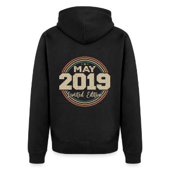 May 2019 Vintage Born In May 2019 Birthday - Unisex Premium Organic Zip Hoodie - black - Back - Nico (187cm)