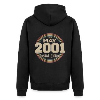 Mai 2001 Vintage Nées En Mai 2001 Anniversaire - Veste à capuche bio Premium Unisexe - noir - Dos - Nico (187cm)