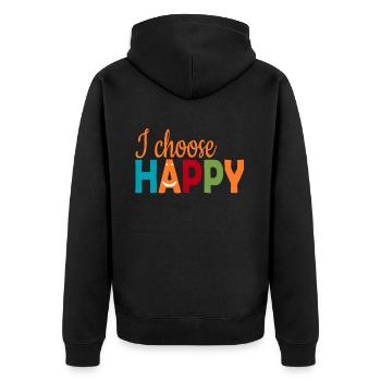 Je choisis Happy - Veste à capuche bio Premium Unisexe - noir - Dos - Nico (187cm)