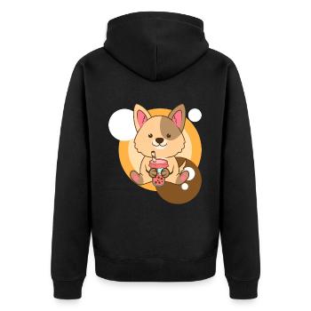 Thé pour chien et bubble tea - Veste à capuche bio Premium Unisexe - noir - Dos - Nico (187cm)
