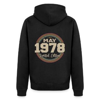 Mai 1978 Vintage Nées En Mai 1978 Anniversaire - Veste à capuche bio Premium Unisexe - noir - Dos - Nico (187cm)