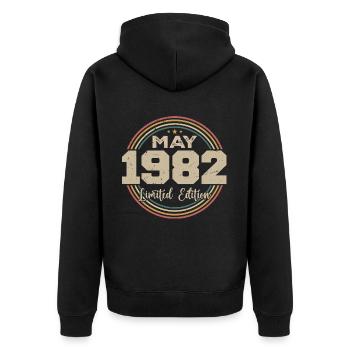 Mai 1982 Vintage Nées En Mai 1982 Anniversaire - Veste à capuche bio Premium Unisexe - noir - Dos - Nico (187cm)