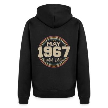 Mai 1967 Vintage Nées En Mai 1967 Anniversaire - Veste à capuche bio Premium Unisexe - noir - Dos - Nico (187cm)