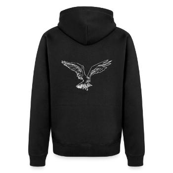 Eagle - Unisex Premium Organic Zip Hoodie - black - Back - Nico (187cm)