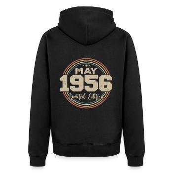 Mai 1956 Vintage Nées En Mai 1956 Anniversaire - Veste à capuche bio Premium Unisexe - noir - Dos - Nico (187cm)