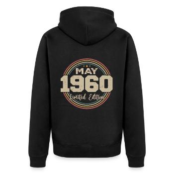 Mai 1960 Vintage Nées En Mai 1960 Anniversaire - Veste à capuche bio Premium Unisexe - noir - Dos - Nico (187cm)