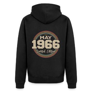May 1966 Vintage Born In May 1966 Birthday - Unisex Premium Organic Zip Hoodie - black - Back - Nico (187cm)