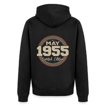 May 1955 Vintage Born In May 1955 Birthday - Unisex Premium Organic Zip Hoodie - black - Back - Nico (187cm)