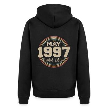 Mai 1997 Vintage Nées En Mai 1997 Anniversaire - Veste à capuche bio Premium Unisexe - noir - Dos - Nico (187cm)