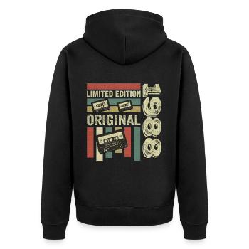 Vintage 1988 - Retro Geburtstagsspruch 1988 - Unisex Premium Bio Zip Hoodie - Schwarz - Hinten - Nico (187cm)