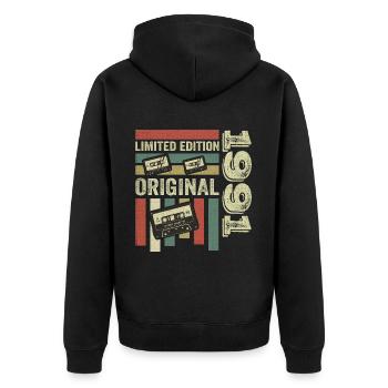 Millésime 1991 - citation d’anniversaire rétro 1991 - Veste à capuche bio Premium Unisexe - noir - Dos - Nico (187cm)