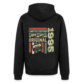Millésime 1995 - Rétro Anniversaire Dire 1995 - Veste à capuche bio Premium Unisexe - noir - Dos - Nico (187cm)