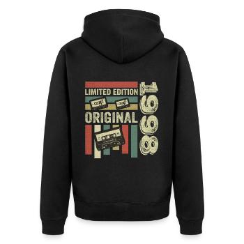Vintage 1998 - Retro Geburtstagsspruch 1998 - Unisex Premium Bio Zip Hoodie - Schwarz - Hinten - Nico (187cm)