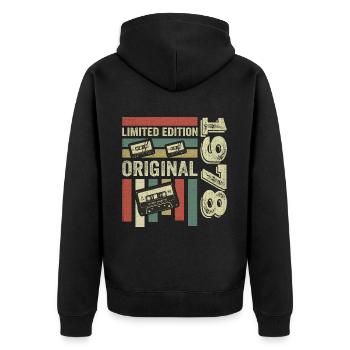 Vintage 1978 - Retro Birthday Saying 1978 - Unisex Premium Organic Zip Hoodie - black - Back - Nico (187cm)