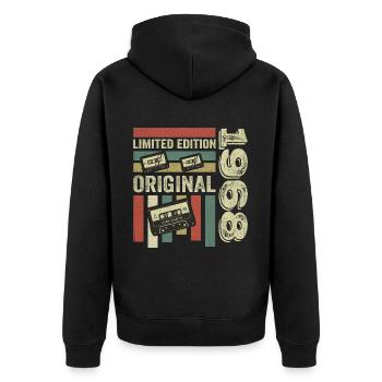 Millésime 1968 - citation d’anniversaire rétro 1968 - Veste à capuche bio Premium Unisexe - noir - Dos - Nico (187cm)