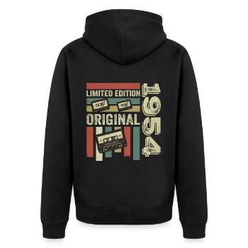 Millésime 1954 - citation d’anniversaire rétro 1954 - Veste à capuche bio Premium Unisexe - noir - Dos - Nico (187cm)