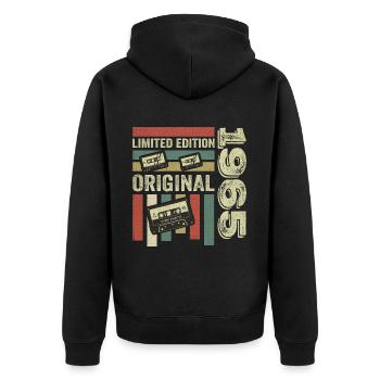Millésime 1965 - citation d’anniversaire rétro 1965 - Veste à capuche bio Premium Unisexe - noir - Dos - Nico (187cm)