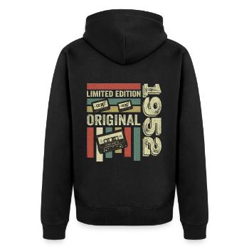 Millésime 1952 - citation d’anniversaire rétro 1952 - Veste à capuche bio Premium Unisexe - noir - Dos - Nico (187cm)