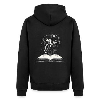 Magic of Words - Book Fairy - Unisex Premium Organic Zip Hoodie - black - Back - Nico (187cm)