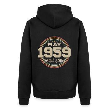 Mai 1959 Vintage Nées En Mai 1959 Anniversaire - Veste à capuche bio Premium Unisexe - noir - Dos - Nico (187cm)