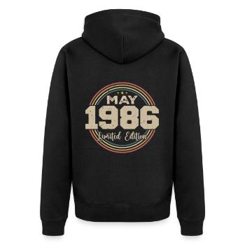 Mai 1986 Vintage Nées En Mai 1986 Anniversaire - Veste à capuche bio Premium Unisexe - noir - Dos - Nico (187cm)
