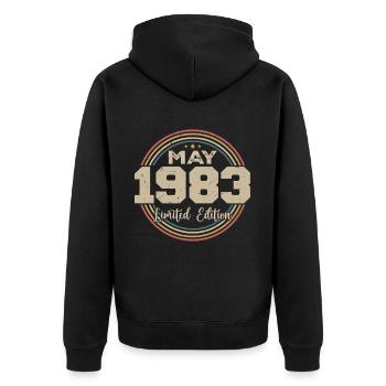 Mai 1983 Vintage Nées En Mai 1983 Anniversaire - Veste à capuche bio Premium Unisexe - noir - Dos - Nico (187cm)
