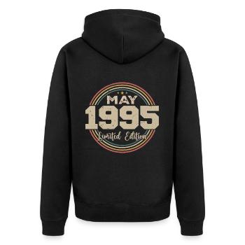 Mai 1995 Vintage Nées En Mai 1995 Anniversaire - Veste à capuche bio Premium Unisexe - noir - Dos - Nico (187cm)