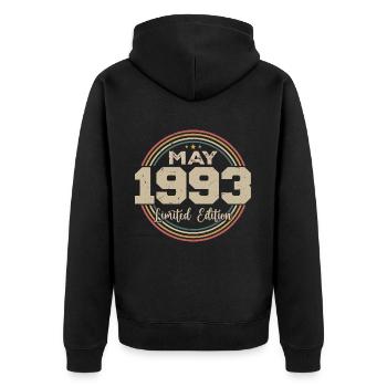 Mai 1993 Vintage Nées En Mai 1993 Anniversaire - Veste à capuche bio Premium Unisexe - noir - Dos - Nico (187cm)