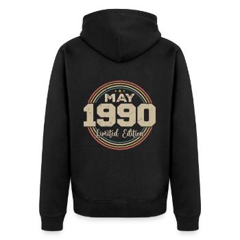 Mai 1990 Vintage Nées En Mai 1990 Anniversaire - Veste à capuche bio Premium Unisexe - noir - Dos - Nico (187cm)