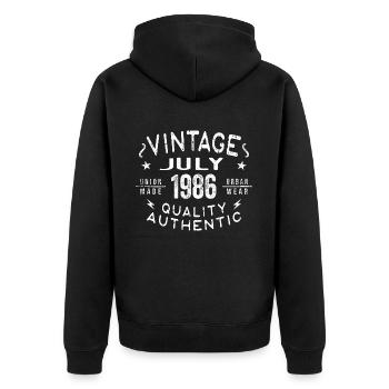 July 1986 Birthday in 1986 Birthday Gift - Unisex Premium Organic Zip Hoodie - black - Back - Nico (187cm)