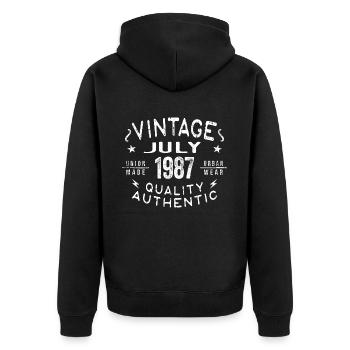 Juillet 1987 Anniversaire en 1987 Cadeau d’anniversaire - Veste à capuche bio Premium Unisexe - noir - Dos - Nico (187cm)