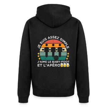 J' aime le baby-foot et l' apéro cadeau vintage - Veste à capuche bio Premium Unisexe - noir - Dos - Nico (187cm)