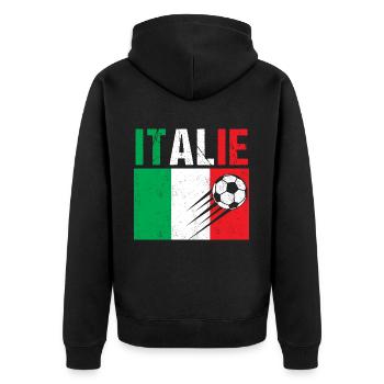 Drapeau Italie cadeau football foot italien - Veste à capuche bio Premium Unisexe - noir - Dos - Nico (187cm)